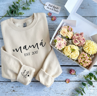 Pack de Regalo Exclusivo para Mamá: Polerón Personalizado + Caja de 6 Cupcakes Florales